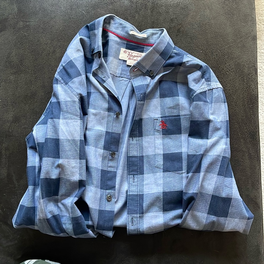 Penguin blue checkered button down